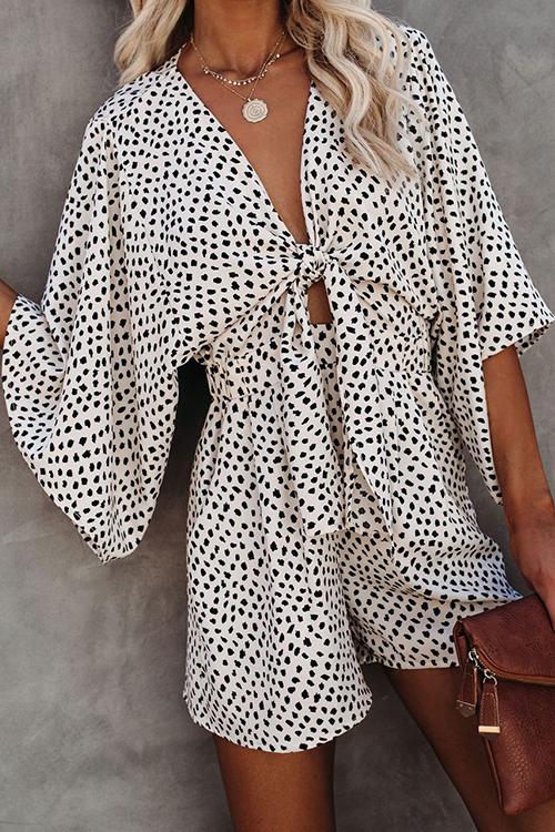 Print Bat Knot Romper