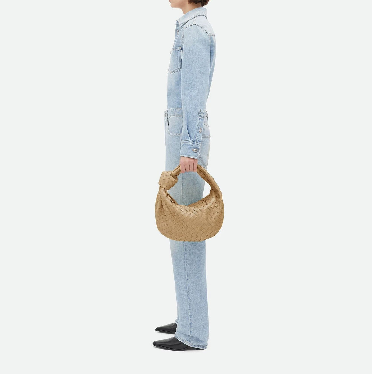Woven Knot Handle Slouchy Hobo Bag