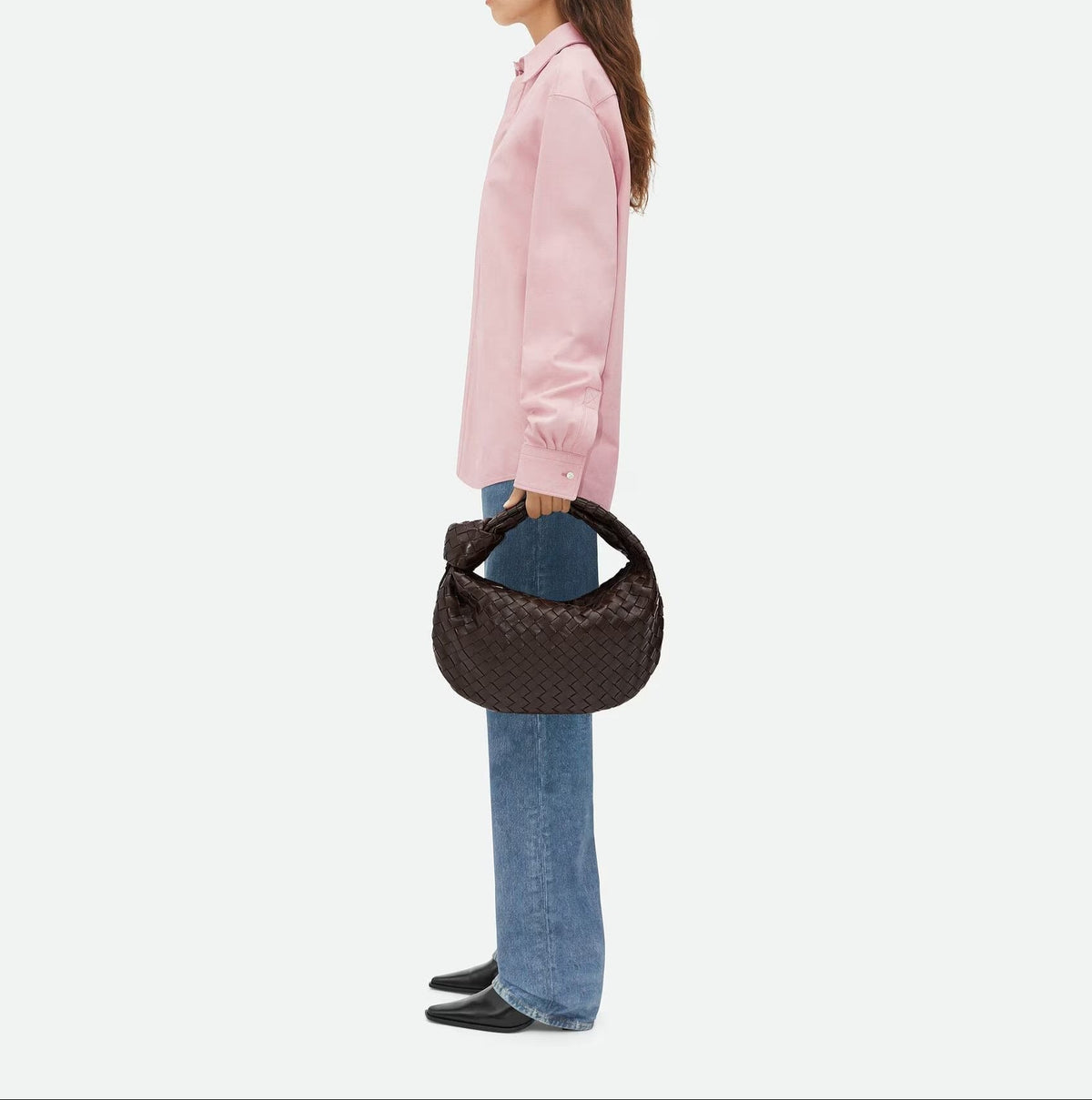 Woven Knot Handle Slouchy Hobo Bag