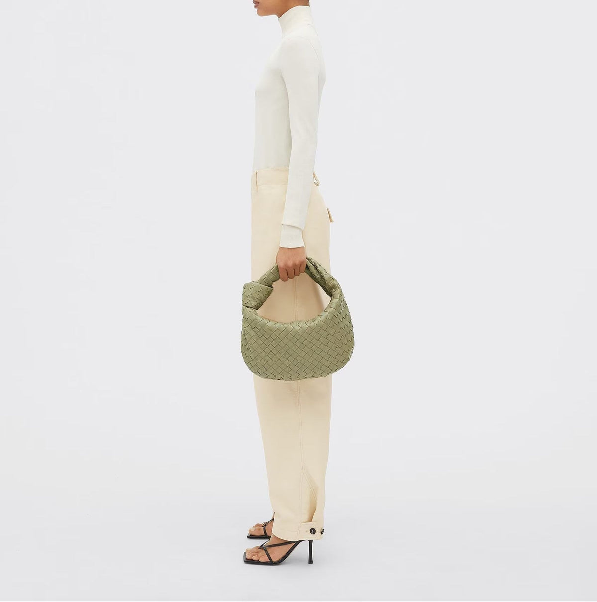 Woven Knot Handle Slouchy Hobo Bag