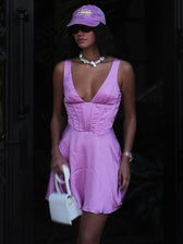 Backless Satin Mini Dress