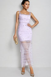 Arthura Purple Diamond Mesh Midi Dress - View 2