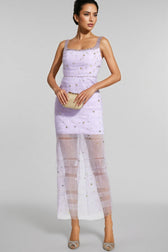 Arthura Purple Diamond Mesh Midi Dress - View 3