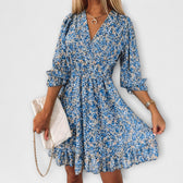 Ditsy Floral V-Neck Puff Sleeve Smocked Mini Dress 3