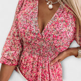 Ditsy Floral V-Neck Puff Sleeve Smocked Mini Dress 6
