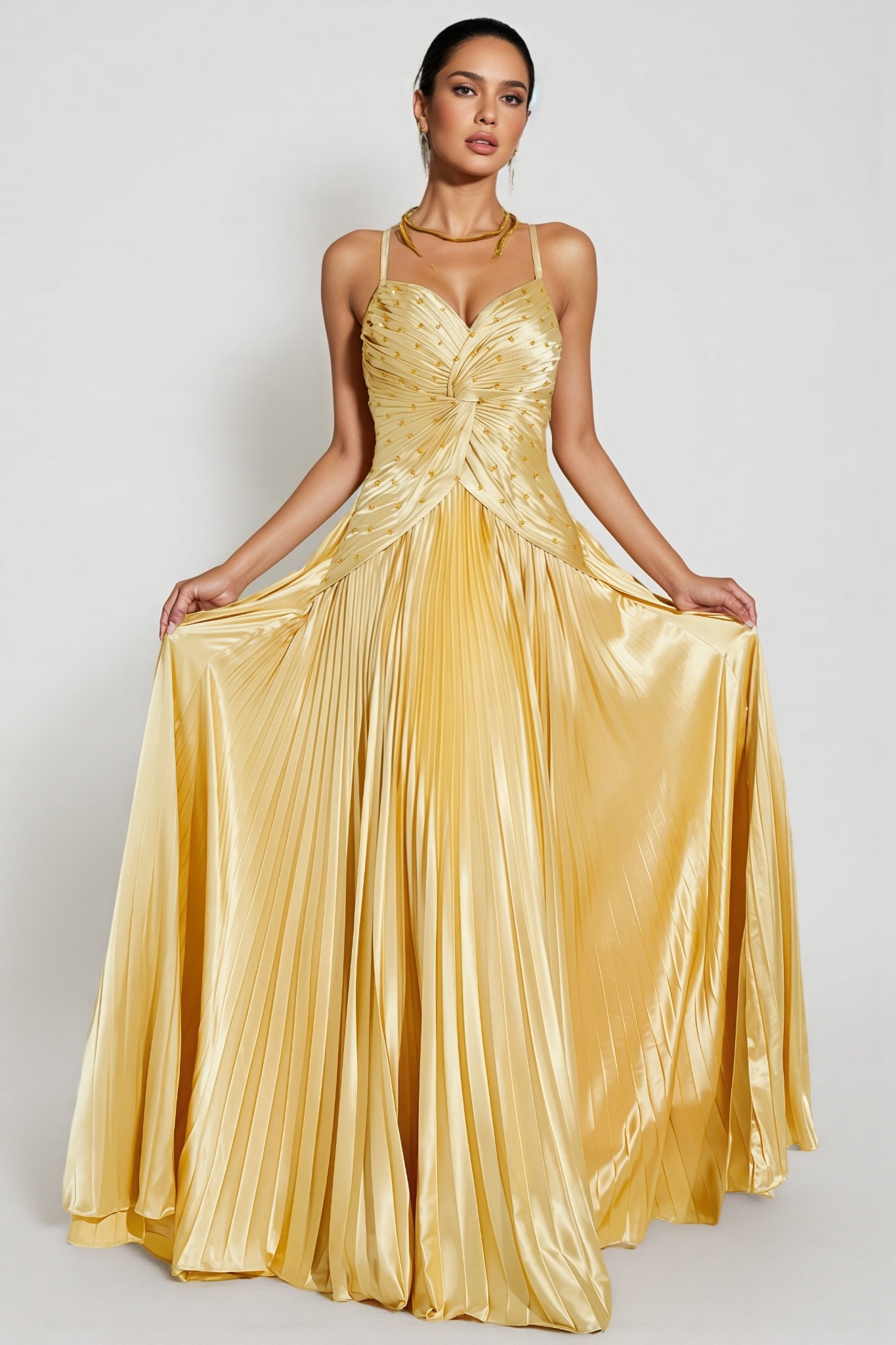 Saga Gold Beaded Maxi Slip Dress - View 4