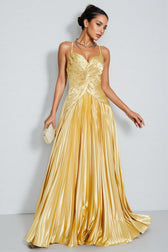Saga Gold Beaded Maxi Slip Dress - View 3