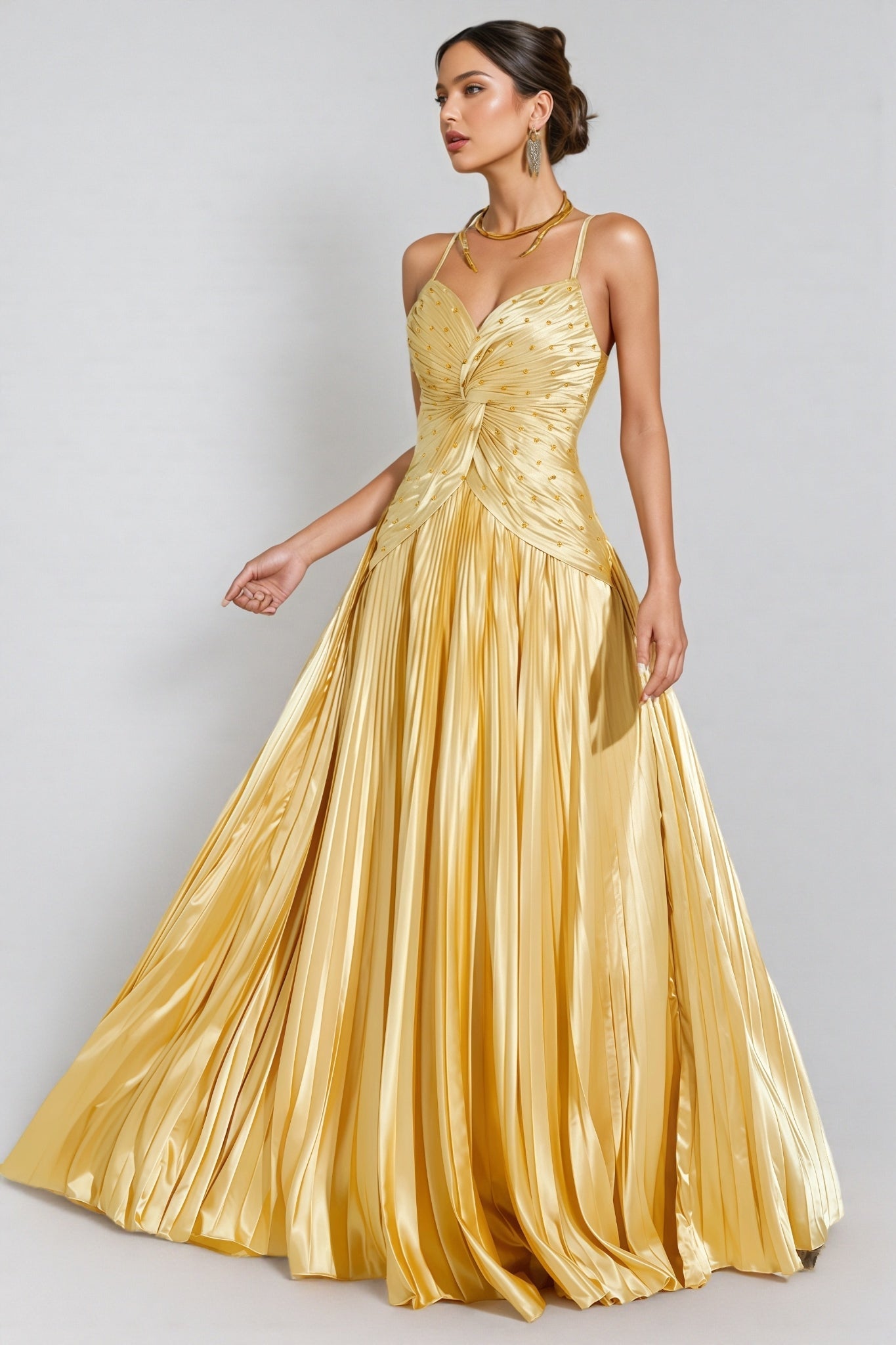 Saga Gold Beaded Maxi Slip Dress - View 6