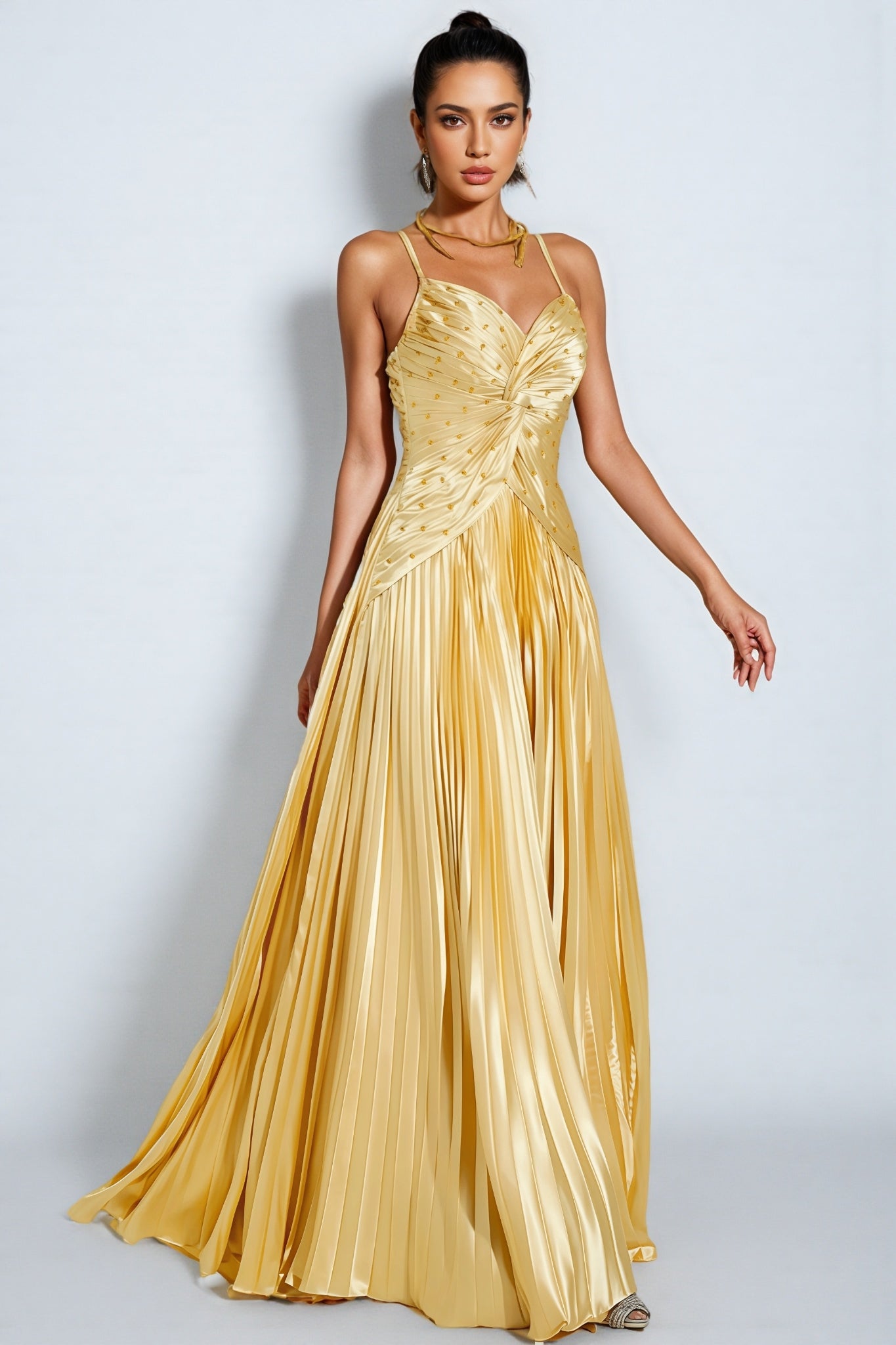 Saga Gold Beaded Maxi Slip Dress - View 2