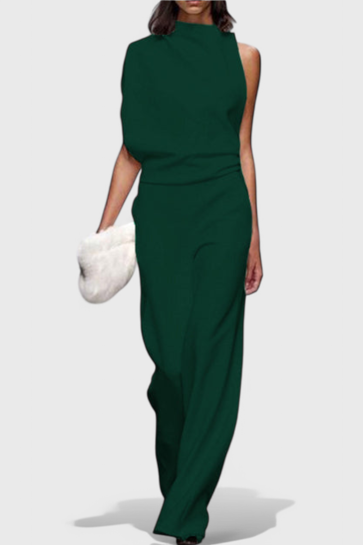 One Shoulder Wide Leg Jumpsuit