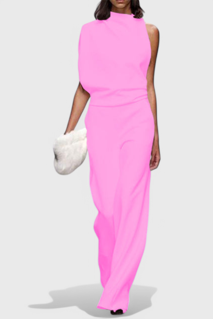 One Shoulder Wide Leg Jumpsuit