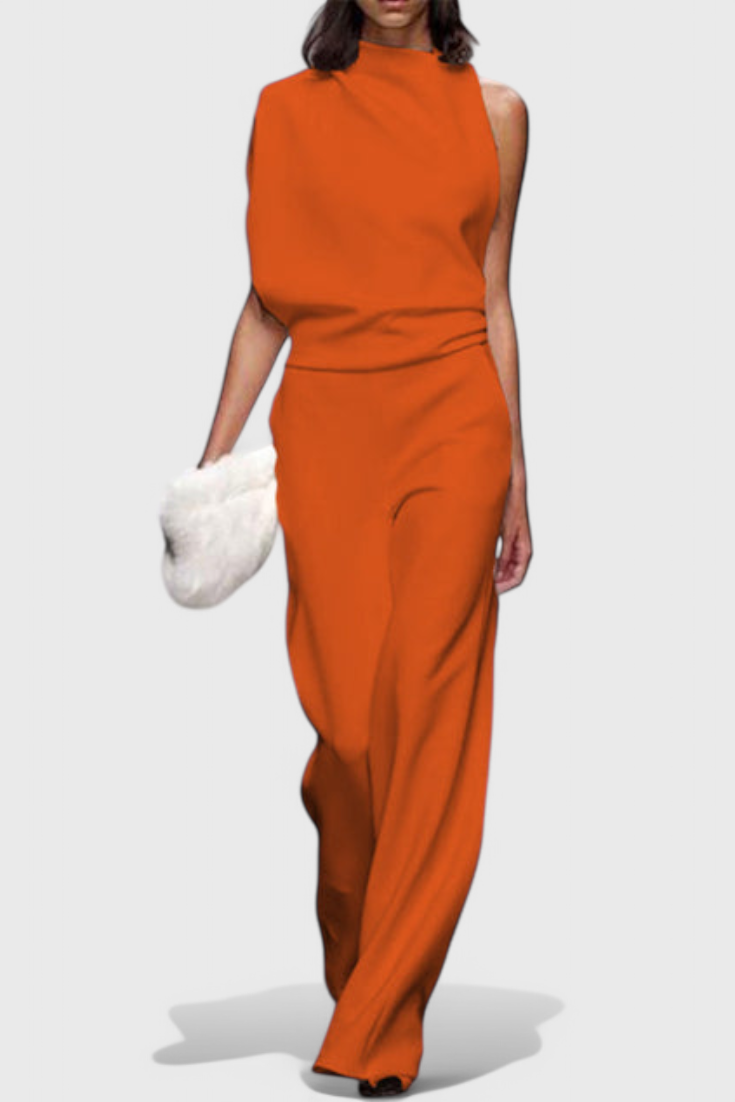 One Shoulder Wide Leg Jumpsuit