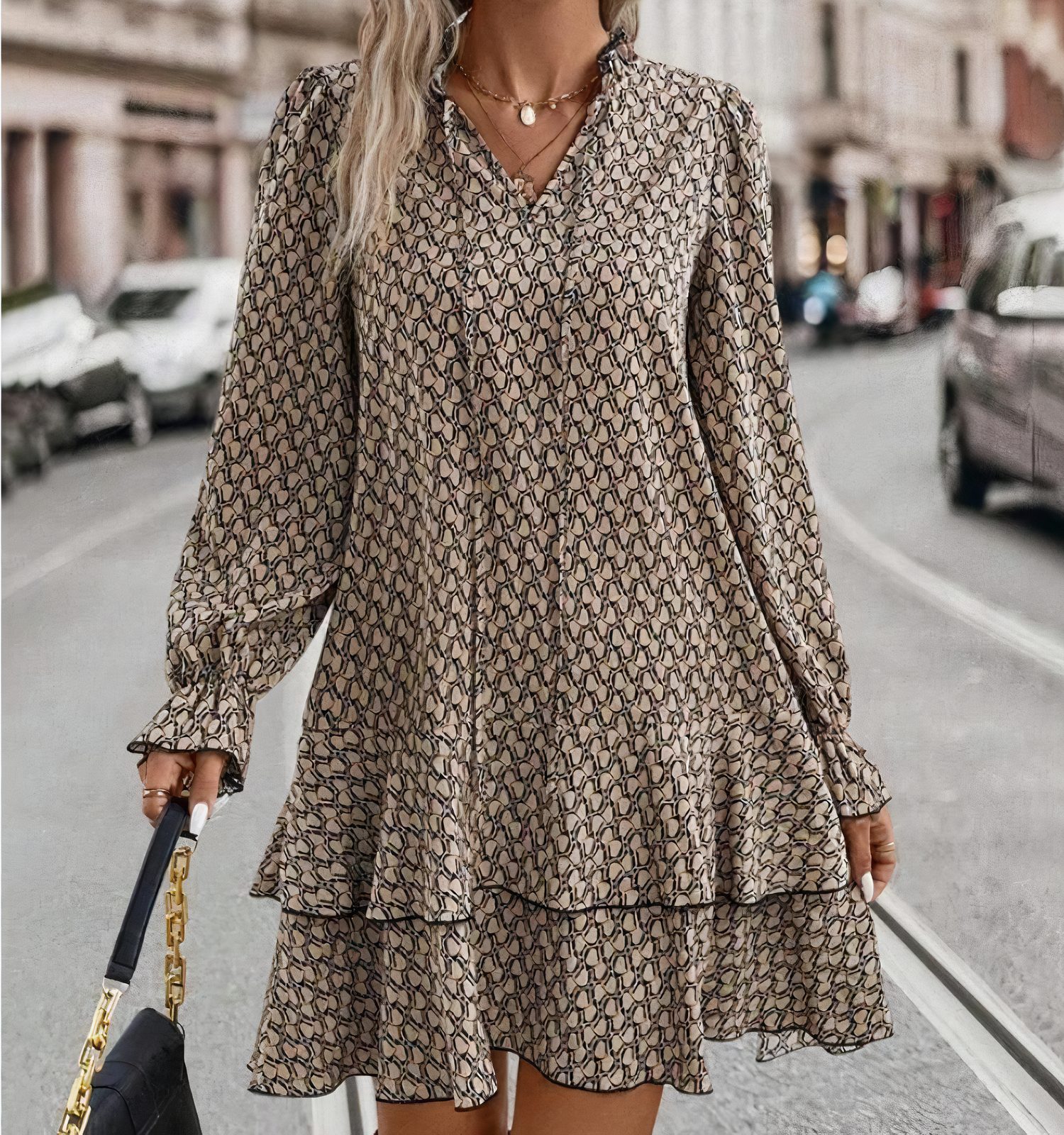 Valeria Elevated Versatile V Neck Dress Premium Wardrobe Essential