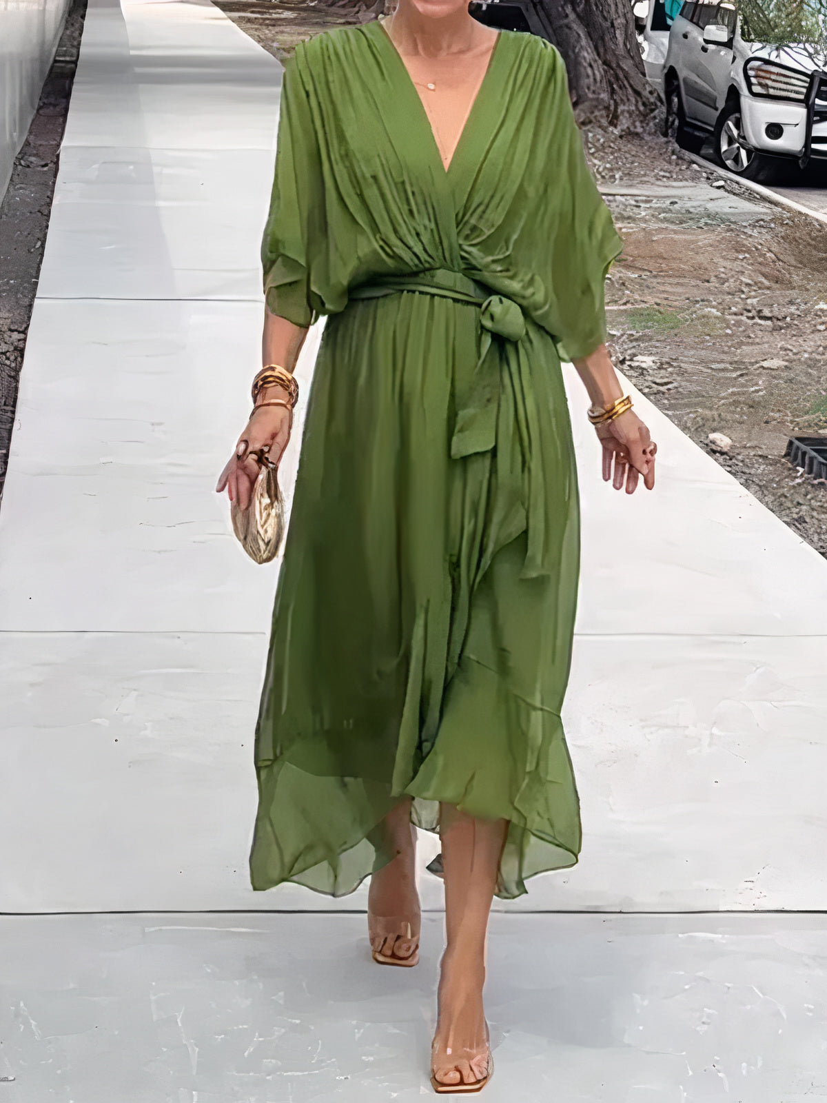 Jimena Exclusive V Neck Chiffon Dress Premium Wardrobe Essential