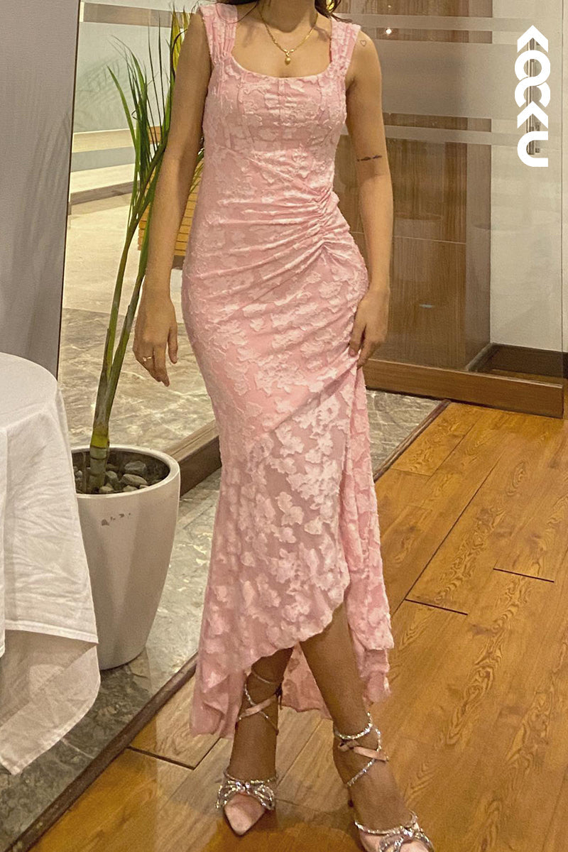 L3044 - Chic & Modern Trumpet/Mermaid Sleeveless Applique Square Evening Party Prom Dress