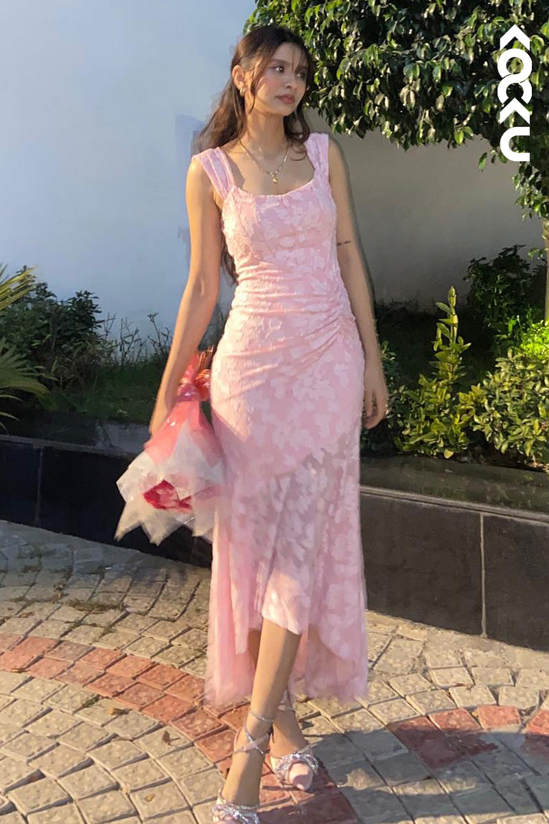 L3044 - Chic & Modern Trumpet/Mermaid Sleeveless Applique Square Evening Party Prom Dress
