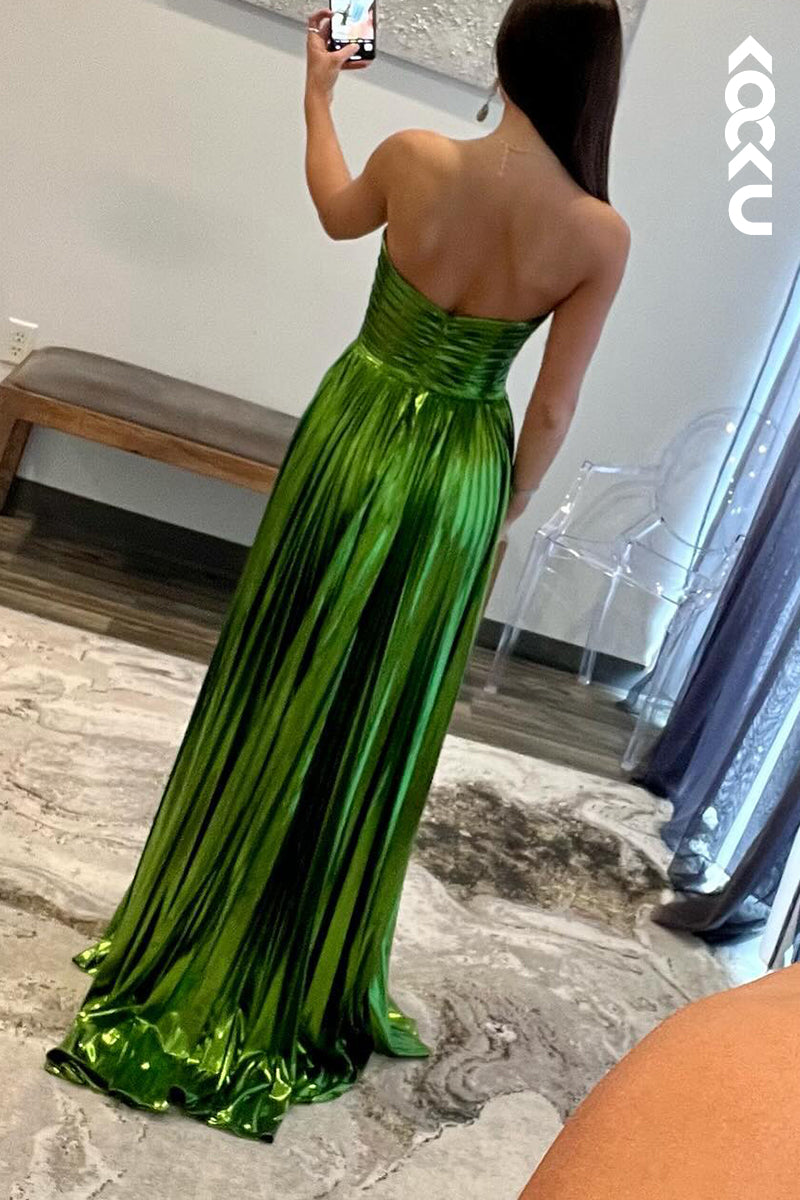 L2574 - Chic & Morden Sleeveless V-neck Side Slit Evening Party Prom Dress