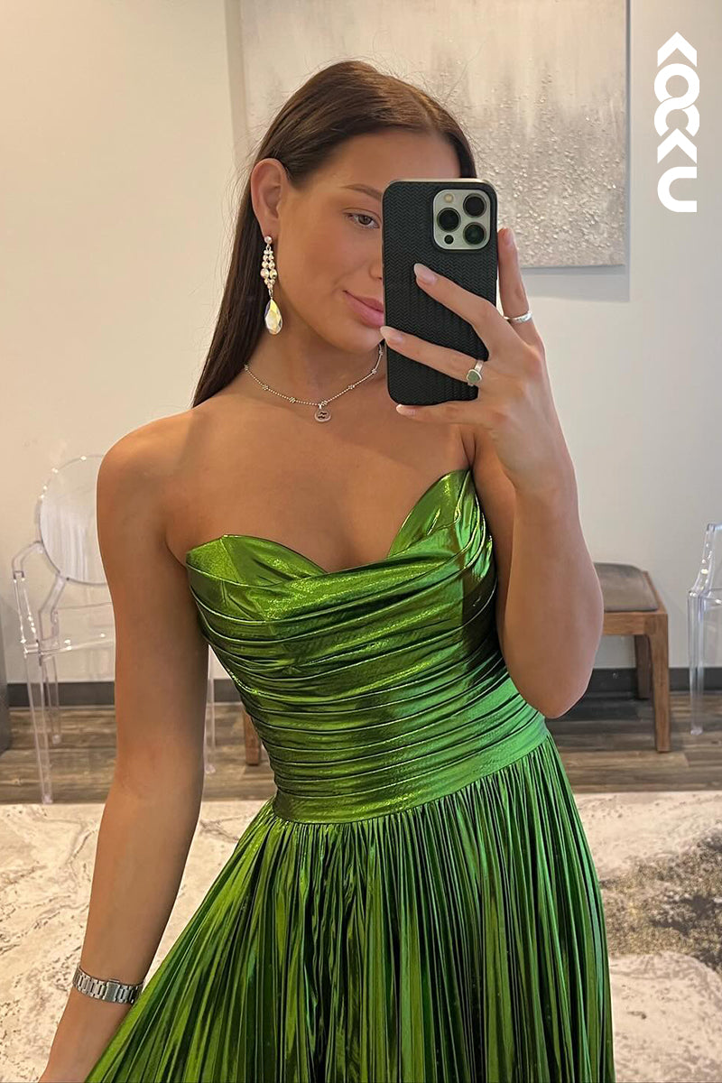 L2574 - Chic & Morden Sleeveless V-neck Side Slit Evening Party Prom Dress