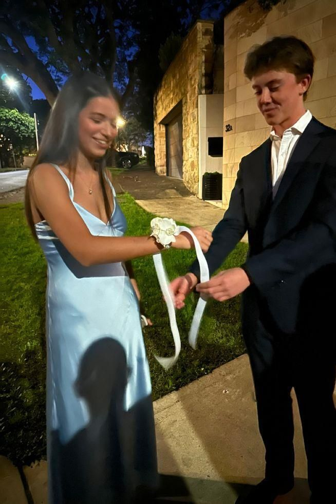 Simple Straps Blue Satin Long Prom Dres Party Dress cc1988