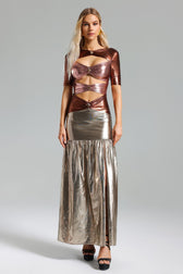 Metallic Cut Out Maxi Dress - View 2