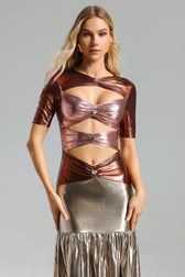 Metallic Cut Out Maxi Dress - View 3