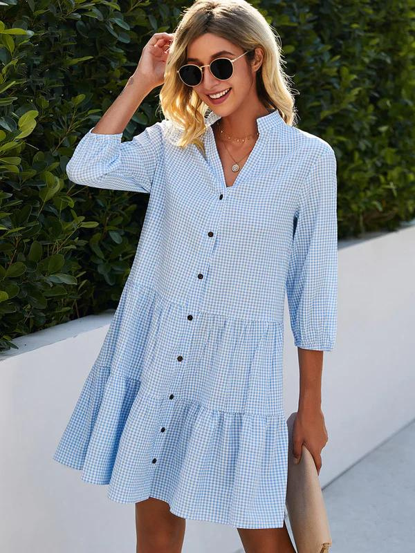 Marina Womens Checked Dress Dress with Relaxed Fit and Everyday Wear