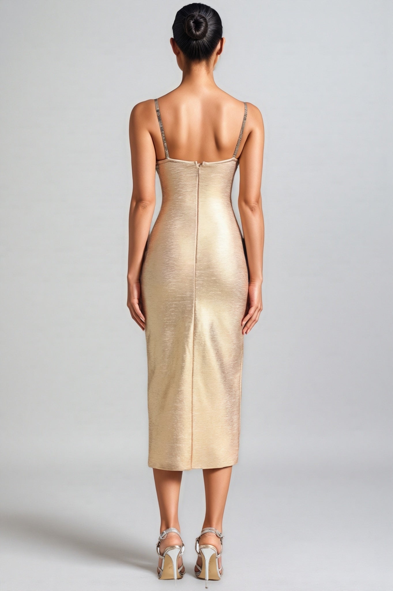 Alistair Pearls Cut Out Slit Midi Dress - View 3