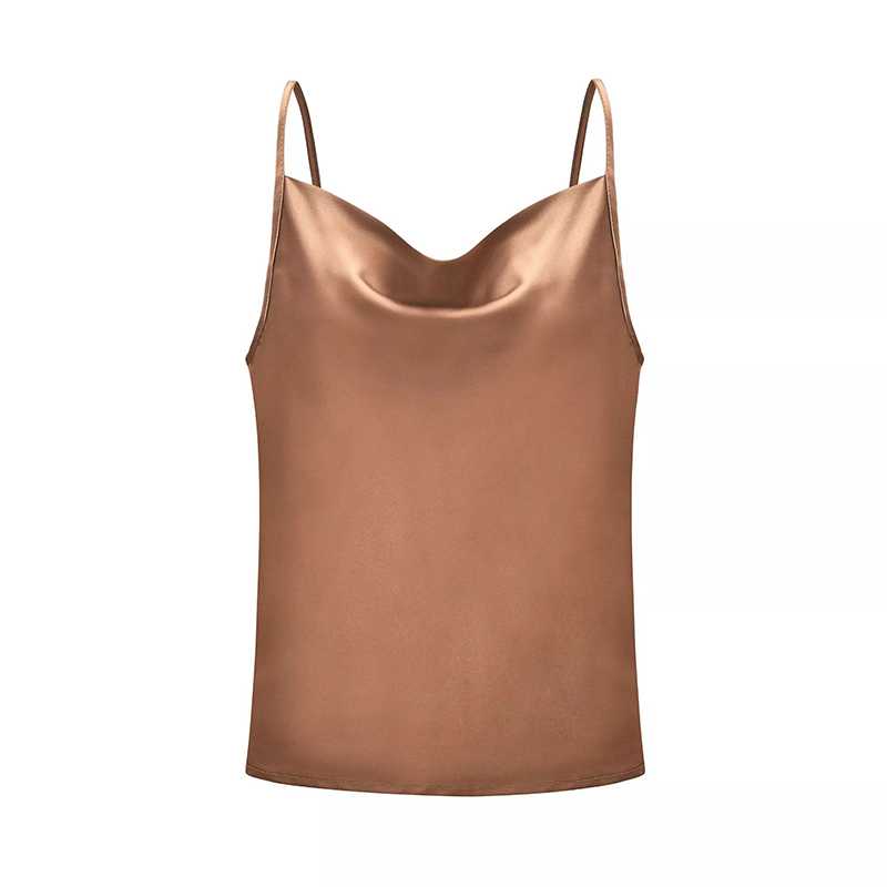 Elegant Silk Cowl Neck Camisole with Adjustable Straps & Luxurious Fin