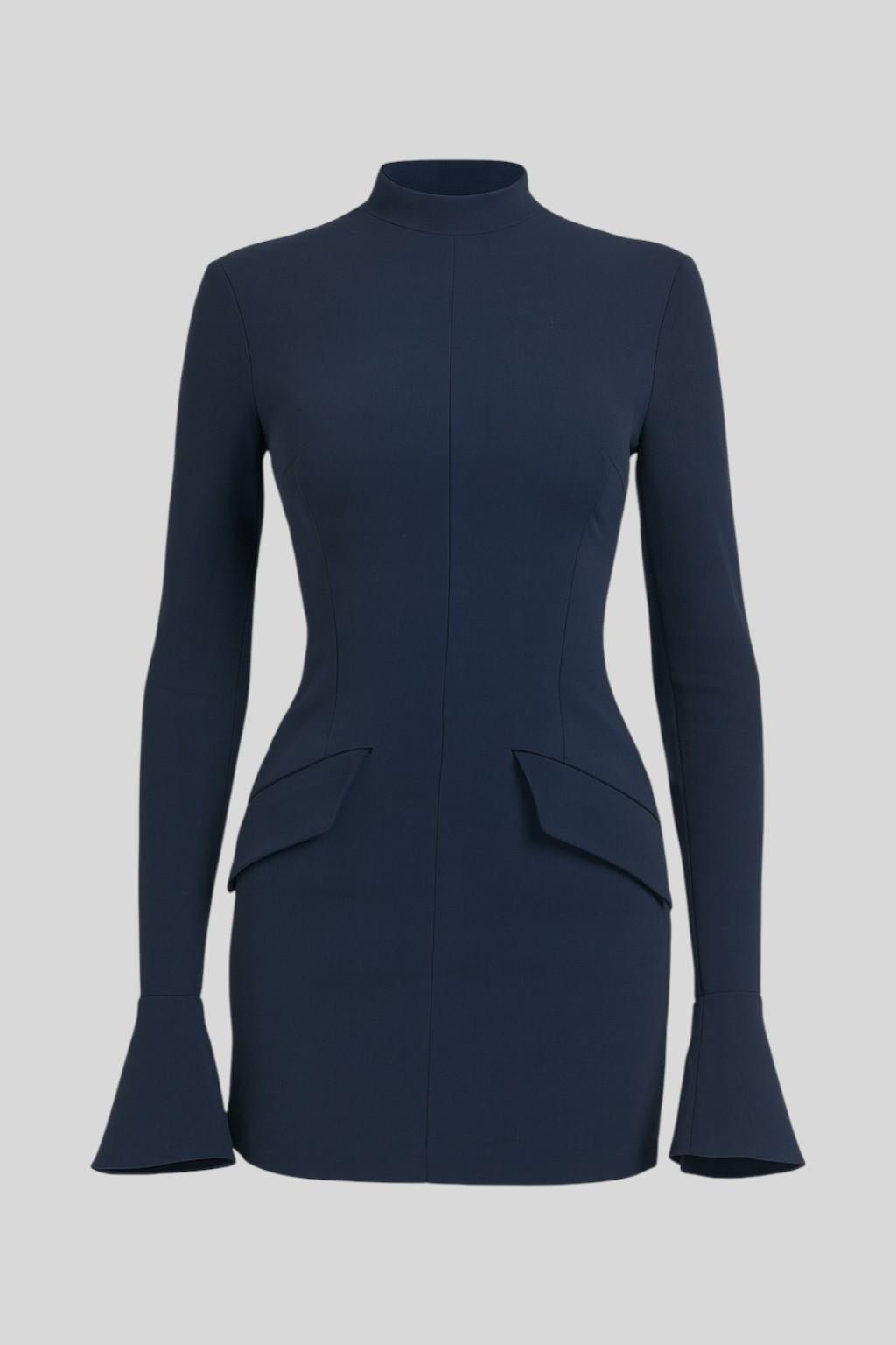 High Neck Long Sleeve Bodycon Mini Dress 5