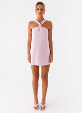 Halter Neck Twist Front Mini Dress 2