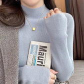 Half High Collar Crochet Y2k Sweater Blue / One Size
