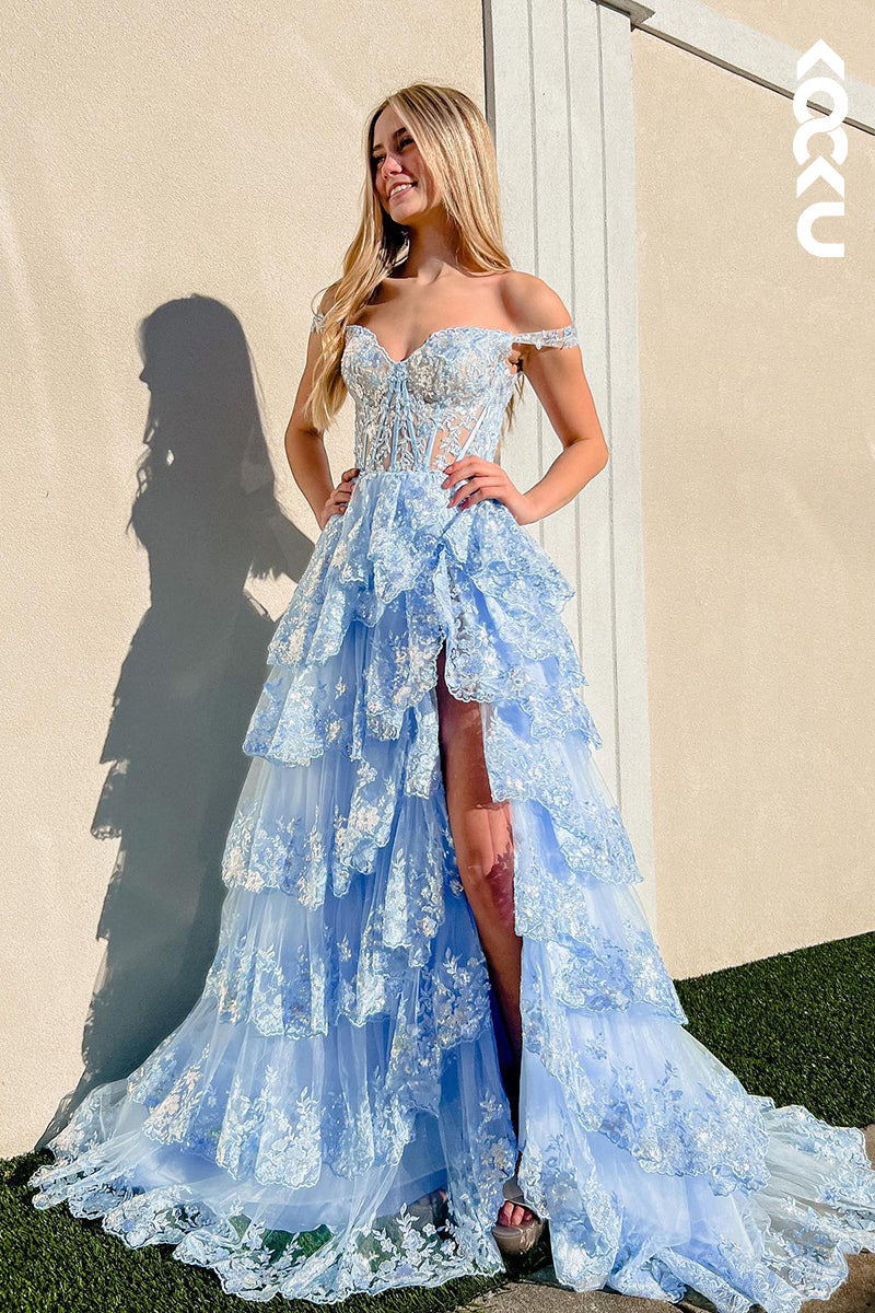 L1314 - A-Line Sweetheart Tulle Appliques Sleeveless Prom Evening Formal Dress