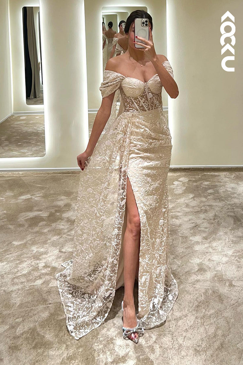 L1344 - Sheath/Column Off-Shoulder Tulle Appliques Sequins Prom Evening Formal Dress