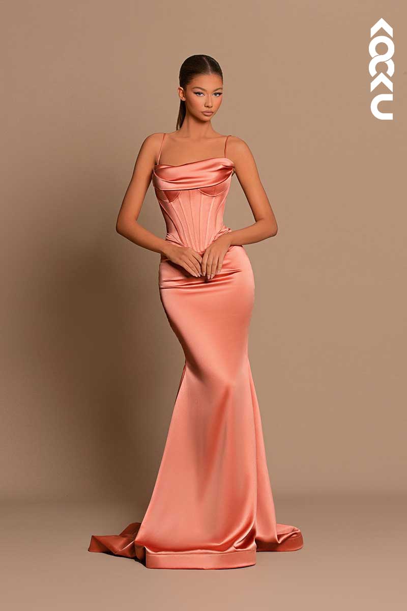 L1444 - Spaghetti Straps Mermaid Long Prom Evening Formal Dress