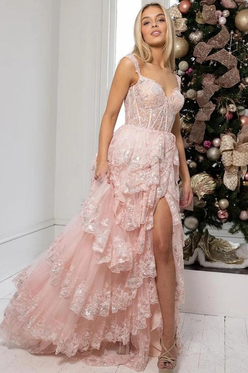 L1932 - Off-Shoulder Sequined Appliqued Sheer Tulle A-Line Long Homecoming Dress