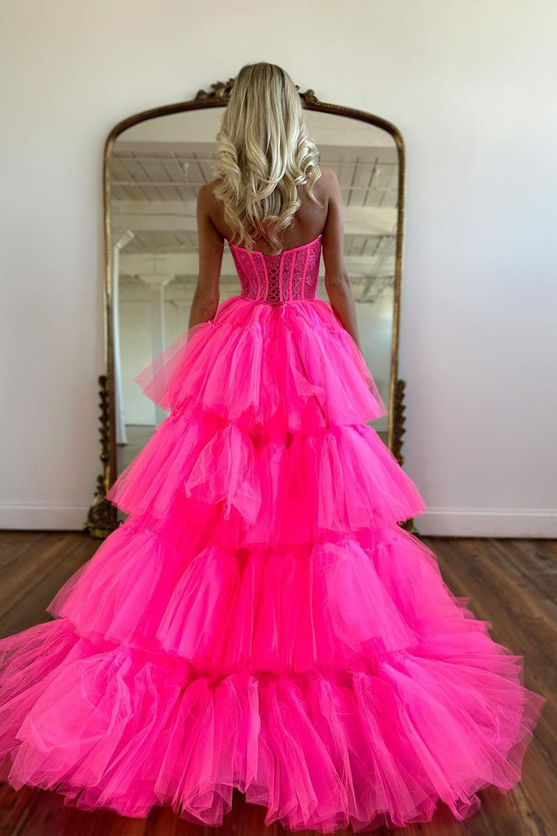 L1942 - Sweetheart Strapless Ruched Tulle High Low Homecoming Court Dress