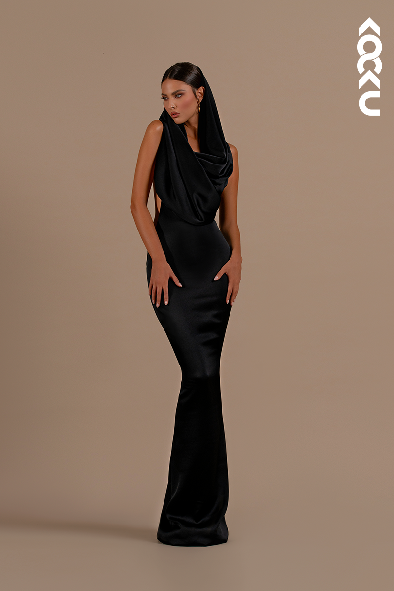L2158 - Mermaid/Trumpet Scoop Sleeveless Satin Long Formal Evening Dress