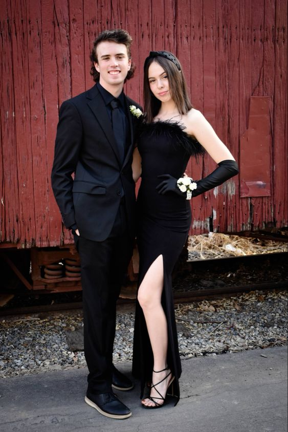 Classy Black Sheath Prom Dress With Split  cc960