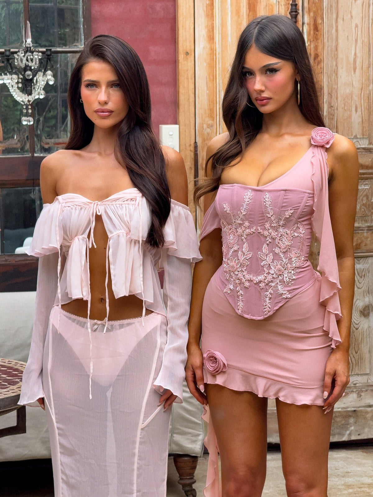 Embroidered Corset One Shoulder Mesh Drape Rosette Mini Dress 6