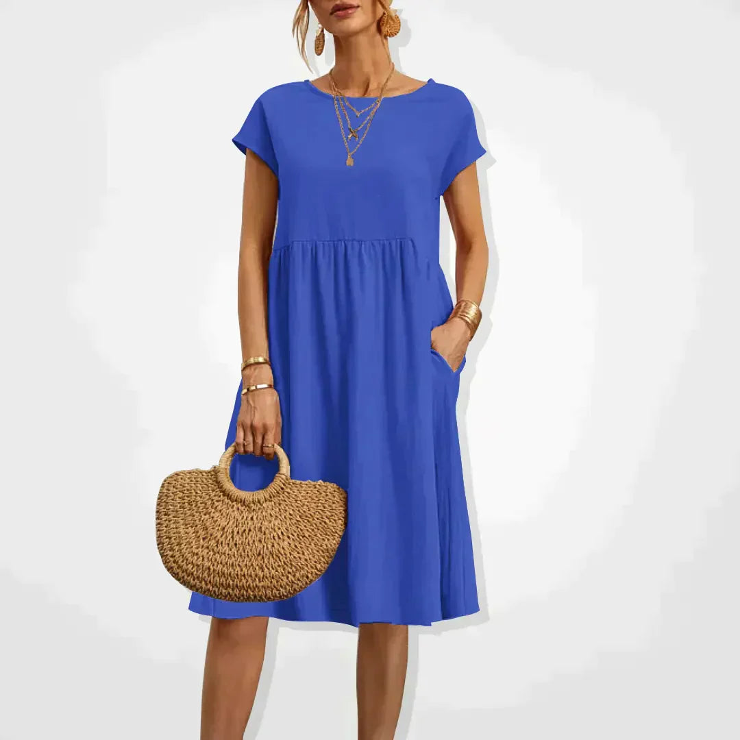 Hestia Comfortable Flowy Midi Dress for Women Comfortable Comfortable Fit