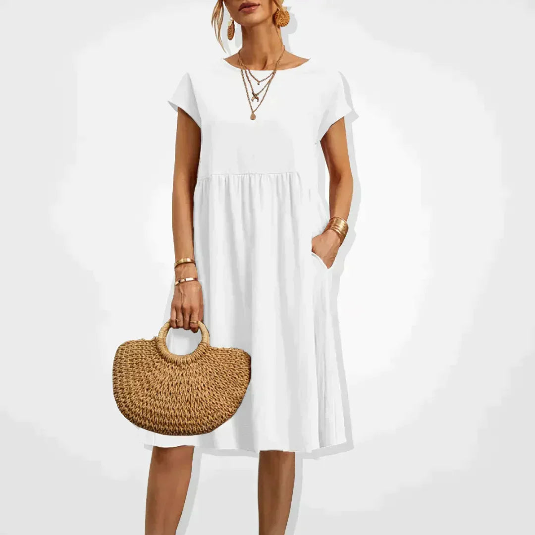 Hestia Comfortable Flowy Midi Dress for Women Comfortable Comfortable Fit
