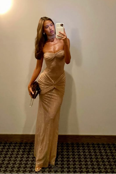 Glitter Pink Strapless Ruched Sheath Long Party Evening Dress Formal Prom Dress  cc1979