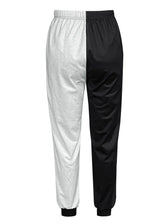 Color Block Jogger Letter Patchwork Print Knitting Slant Pocket Pants