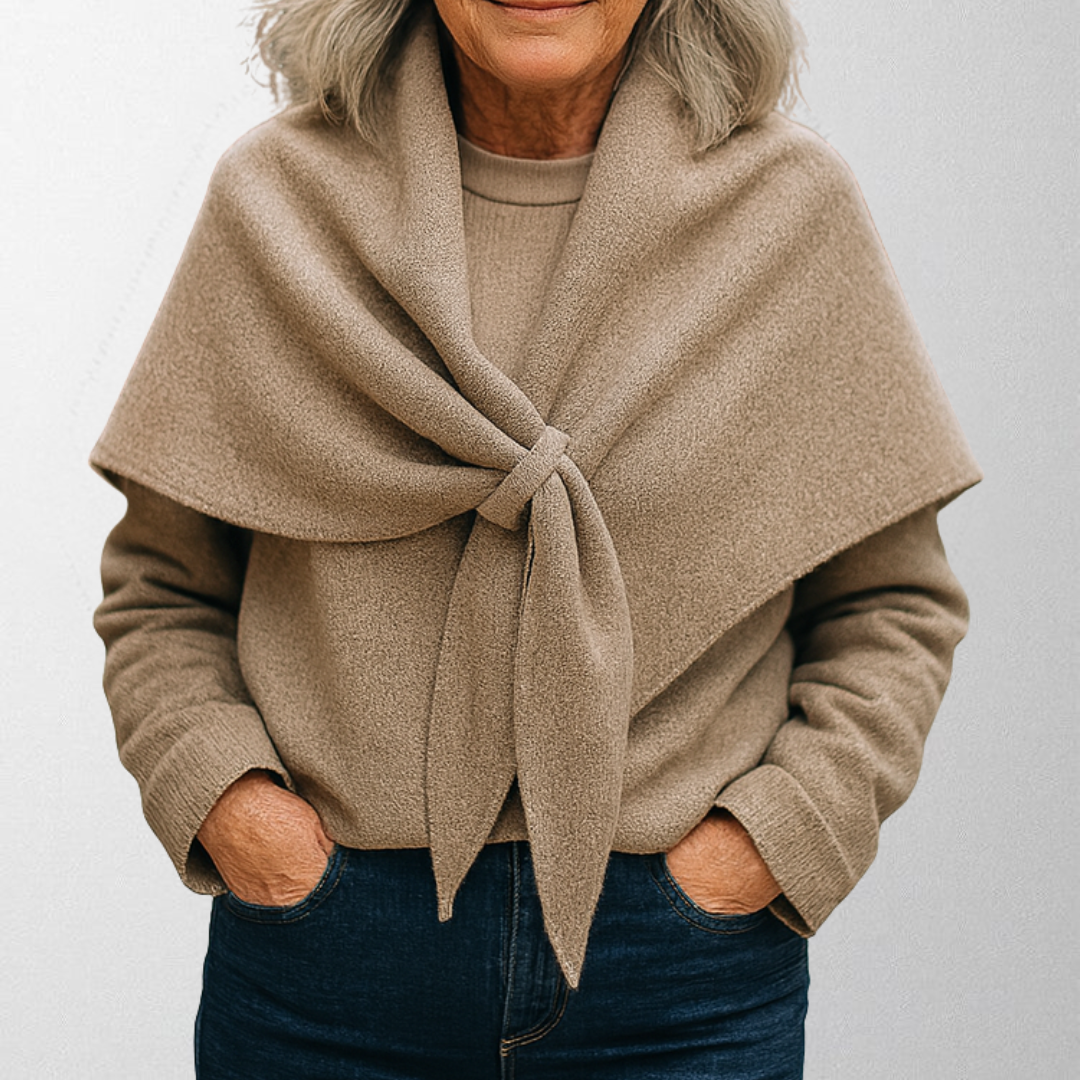 Tie Front Knit Shawl Wrap