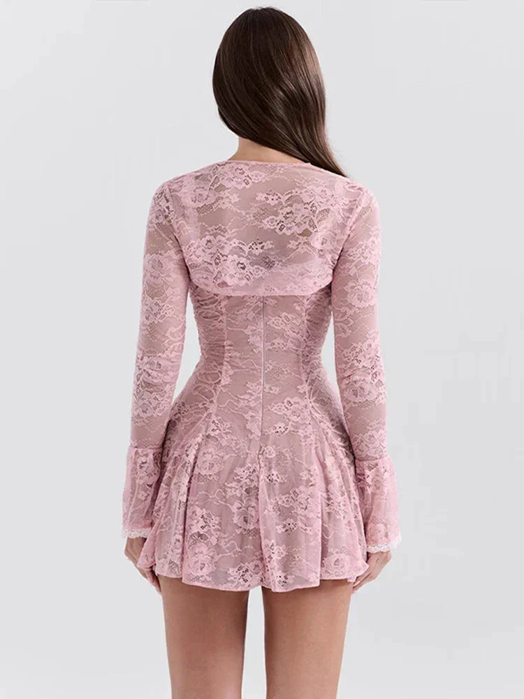 Lace Cami Mini Dress and Tie Front Long Sleeve Bolero Two Piece Set 5