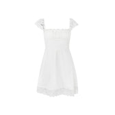 Lace Trim Square Neck Ruched Fit and Flare Mini Dress 5