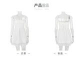 Lace Trim Square Neck Ruched Fit and Flare Mini Dress 9