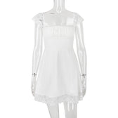 Lace Trim Square Neck Ruched Fit and Flare Mini Dress 29