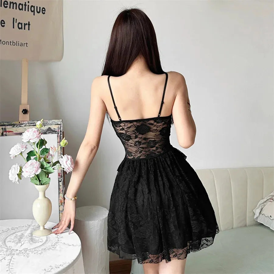 Lace Sheer Mini Dress