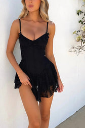 Lace Tiered Ruched Cami Dress 14